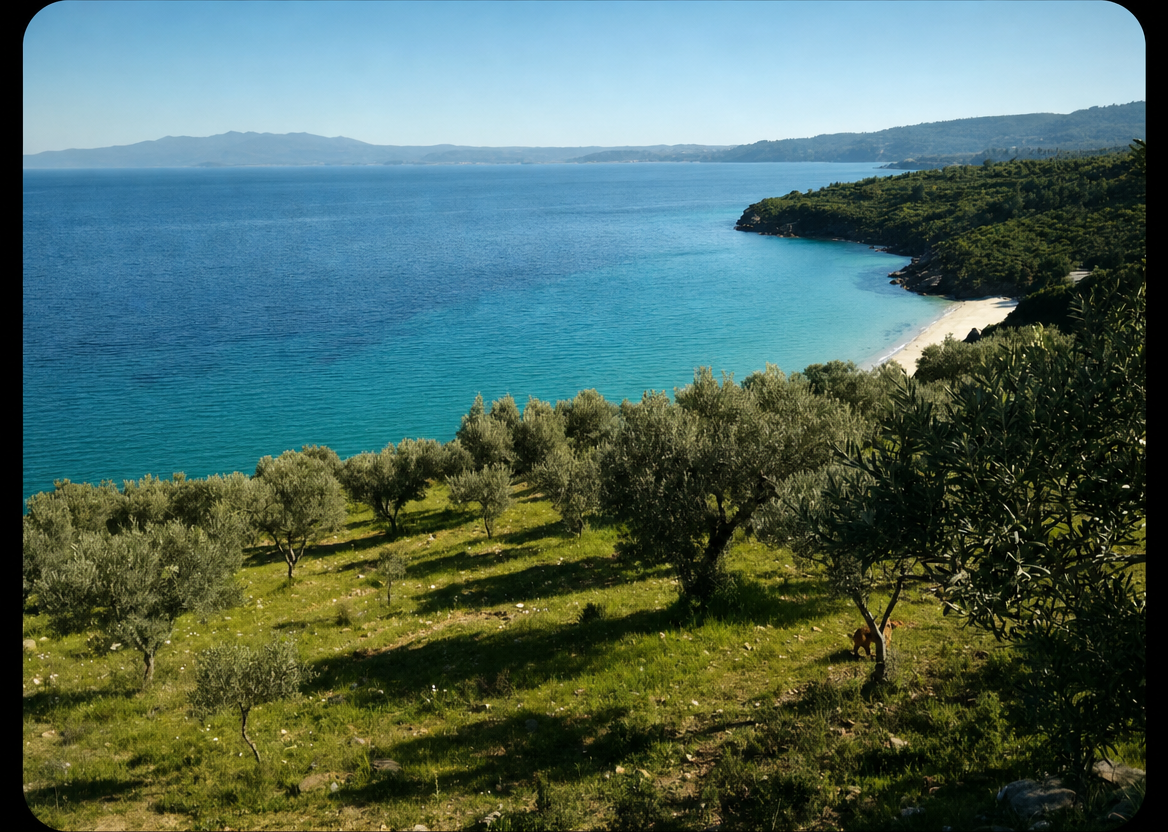 Olive groves above the bay